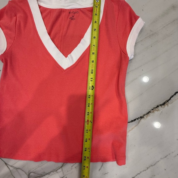 Pilcro Orange and White Short Sleeve V-Neck Tee - Picture 4 of 6